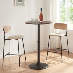 Masa de bar Vantaa 100x60 cm, finisaj nuc, cadru negru [en.casa]