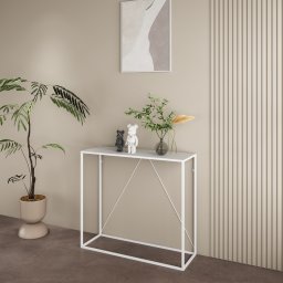 Masa consola Austevoll alba 90x30x80 cm pentru hol si living