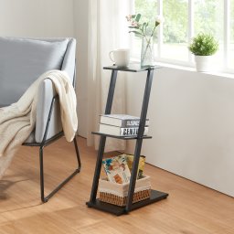 Etajera metalica îngusta cu 3 polite Rollag, negru, 72x40x25 cm