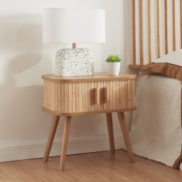 Noptiera Nordkapp cu 2 usi glisante, finisaj natur, din bambus