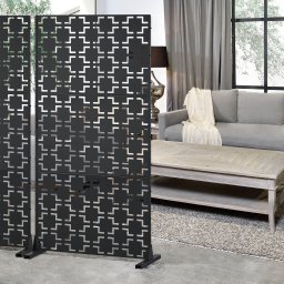 Paravan despartitor Basciano din otel zincat, negru, 180x90 cm