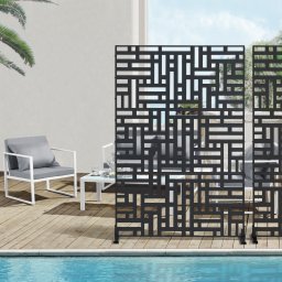 Paravan despartitor Bernalda 180x120 cm din otel galvanizat, negru