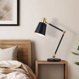 Lampa de birou Abergele negru auriu, design reglabil, metal