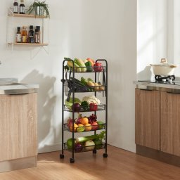 Carucior de depozitare cu 5 niveluri si roti Tromsø, negru