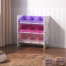 Raft pentru copii cu 9 cutii de depozitare, model ocean, 60x62x30 cm