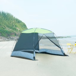 Pavilion de gradina cu plasa antiinsecte 305x305x213 cm gri/verde