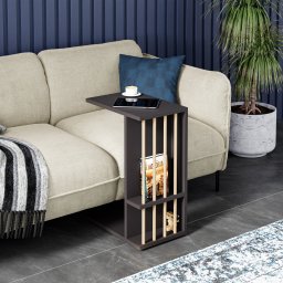 Masuta laterala cu roti Siikainen pentru laptop, 65x44x29 cm, neagra