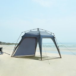 Pavilion pliabil Barendrecht cu iluminare LED solara 2,5x2,5 m gri