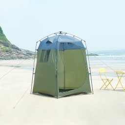 Cort dus pop-up Ayas 150x150x200 cm verde/gri pentru camping