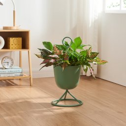 Suport pentru flori cu ghiveci integrat Alphen, metal verde, 48x23 cm