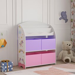 Raft pentru copii Orust cu motiv unicorn si 4 cutii depozitare