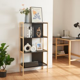 Biblioteca Dønna cu 3 polite, 120x63x28 cm, negru si lemn