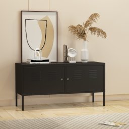Comoda sideboard din otel negru mat 118x40x60 cm cu usi încuiabile