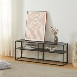 Masa TV Solund 120x30x46 cm neagra, cu 2 rafturi, [en.casa]