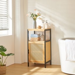 Dulap baie Tervola 80x40x35 cm din bambus, negru, cu raft