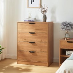 Comoda Varkaus cu 4 sertare, aspect stejar, 90x70x40 cm