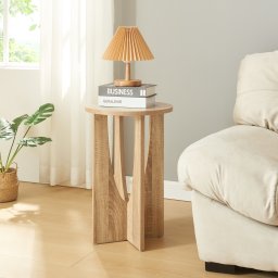 Masa laterala Rindal 38x56,5 cm, aspect stejar, pentru living