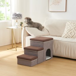 Trepte pliabile pentru caini cu pestera si depozitare 76x33x43 cm