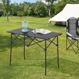Masa plianta de camping Castilenti din aluminiu, neagra, 94x55x68 cm