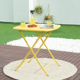 Masa plianta de gradina din otel Sande, galbena, 71x70x70 cm