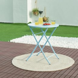 Masa plianta de gradina din otel, 71x62 cm, albastru deschis