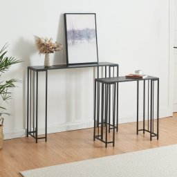 Set 2 mese consola Ørsta negre, design modern, metal si PAL
