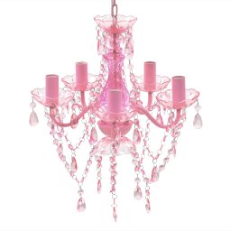 Lustra roz de cristal artificial cu 5 becuri GartenMobel Dekor