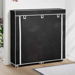 Dulap pantofi material textil cu capac, negru, 115x28x110 cm GartenMobel Dekor