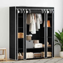 Dulap material textil compartimente si tije 45x150x176 cm negru GartenMobel Dekor