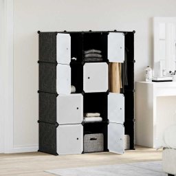 Dulap modular cu 9 compartimente, 109x36,5x143 cm, negru si alb GartenMobel Dekor