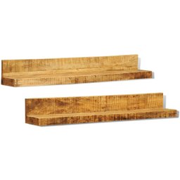 Raft de prezentare 2 buc din lemn masiv, montat pe perete GartenMobel Dekor