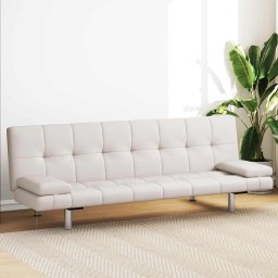 Canapea extensibila 2 perne, piele artificiala, reglabil, crem GartenMobel Dekor