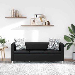 Canapea cu 3 locuri, negru, piele artificiala GartenMobel Dekor
