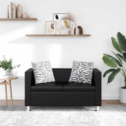 Canapea cu 2 locuri, negru, piele artificiala GartenMobel Dekor