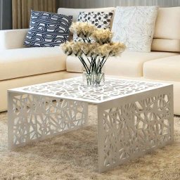 Masuta de cafea cu design geometric, argintiu, aluminiu GartenMobel Dekor