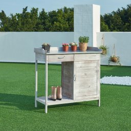 Masa de plantare Aliano din lemn de molid, gri, cu blat zincat