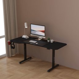 Birou reglabil electric Stryn 160x75 cm, negru, cu memorie