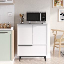 Comoda alba Vesanto cu 3 usi si 3 rafturi, 91x75x36 cm