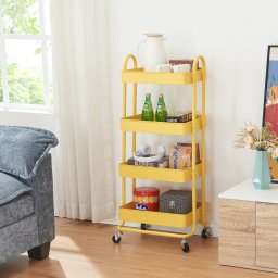 Carucior de bucatarie cu 4 niveluri si roti, galben, Pyhäntä