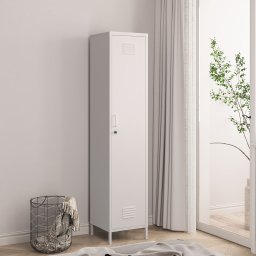 Dulap metalic pentru haine Seinäjoki, alb, 180x38x38 cm, cu cheie