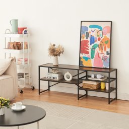 Masa TV Västiarharg 120x30x46 cm, negru si aspect nuc, [en.casa]