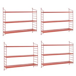 Set 4 rafturi de perete modulare rosii din otel Strängnäs