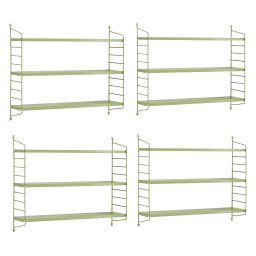 Set 4 rafturi de perete modulare Strängnäs, verde olive, din otel
