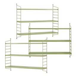 Set 3 rafturi modulare de perete Strängnäs, verde oliv, din otel