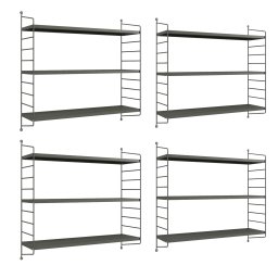 Set 4 rafturi de perete modulare Strangnas antracit [en.casa]