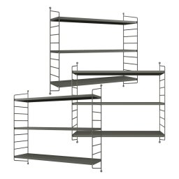 Set 3 rafturi de perete modulare din otel, antracit, Strängnäs