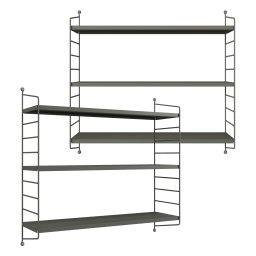 Set 2 rafturi de perete modulare Strängnäs, antracit, 3 polite