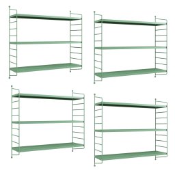 Set 4 rafturi de perete modulare Strängnäs, verde pastel, metal