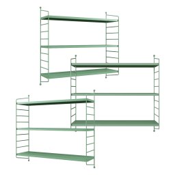 Set 3 rafturi de perete modulare Strangnas, verde pastel, din otel