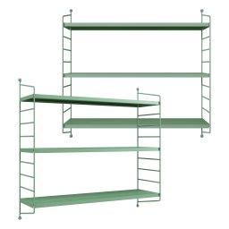 Set 2 rafturi de perete modulare Strängnäs, verde pastel, din otel